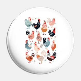 Chick Magnet: Retro Style Chicken Tee Pin