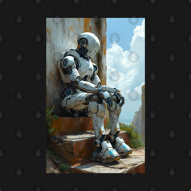 Droid resting on steps by obstinator