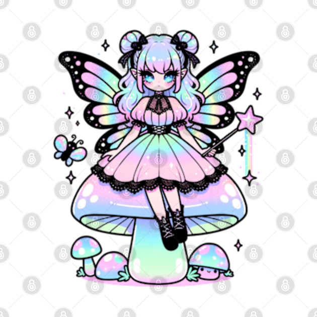 Pastel Goth Fairy Emo Girl Chibi Kawaii Holographic Cute by Lavender Celeste