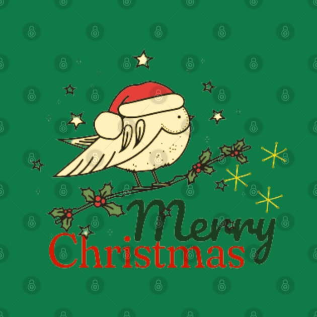 VINTAGE STYLE CHRISTMAS BIRD MERRY CHRISTMAS by DAZu