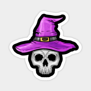 Skull wearing Witch Hat Halloween Witch Switch Magnet