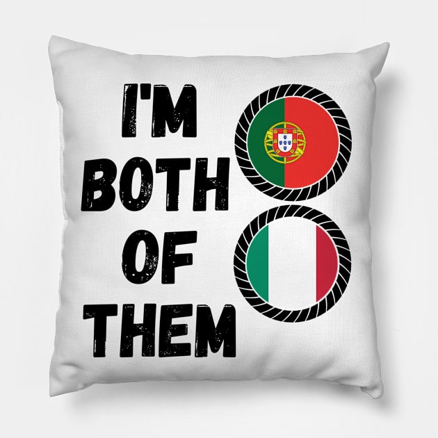 Half Portuguese Half Italian Heritage Portugal Roots & Italia DNA Family Flag Design Pillow by OriginalGiftsIdeas