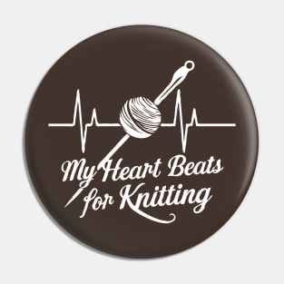 My Heart Beats For Knitting. Knitting Heartbeat Pin