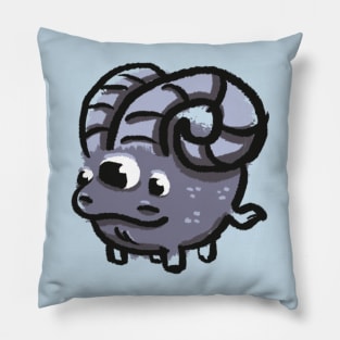 Three-Eyed Ram Doodle Monster Pillow