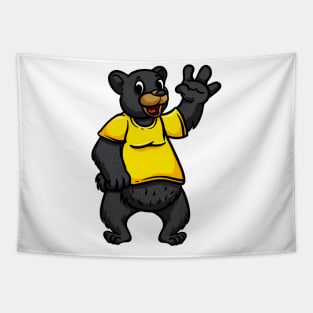 Cute Anthropomorphic Human-like Cartoon Character Black Bear in Clothes Tapestry