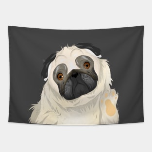 Cute Pug Dog Waving Hand Tapestry