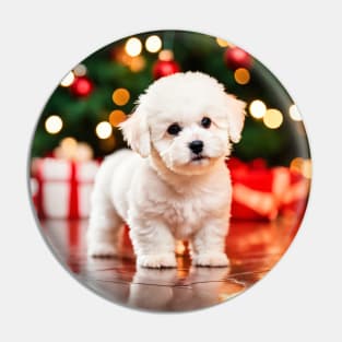 Christmas Bichon Frise Puppy Dog Pin