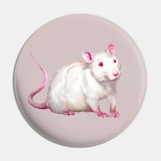 White watercolour rat Pin