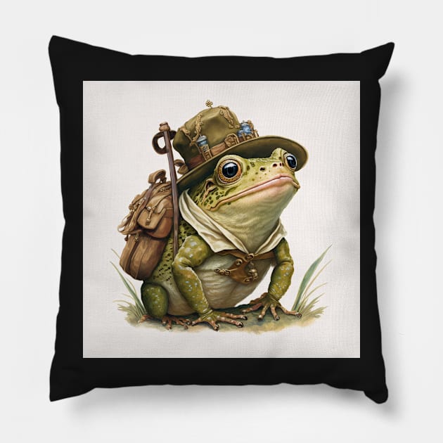 Adventurer Frog #6 Pillow by WilbDigital