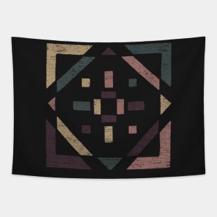 Western Tribal Abstract Geometry with Earth Tones Tapestry