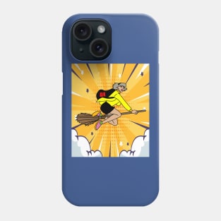 Flying Witch On A Broomstick With A Hat Phone Case