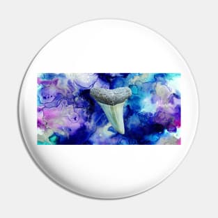 Blue and Purple Dreams Shark Tooth Fossil Paint Swirl Print Pin