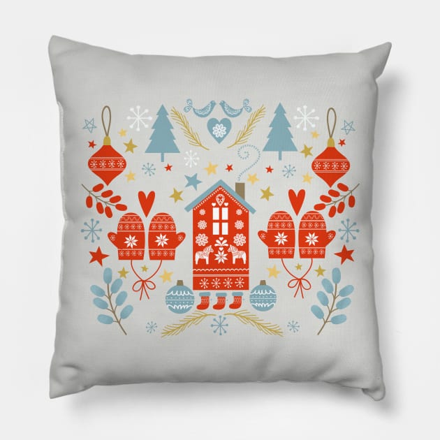 Cozy Laplander Christmas Pattern Pillow by LittleBunnySunshine