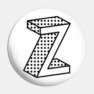 3D Ben Day Dot Isometric Letter Z Pin