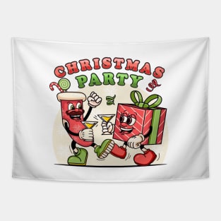 Christmas party, sock cartoon mascot and party Christmas gifts Tapestry