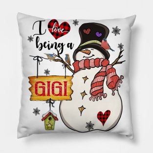 Grandma Gifts I Love Being A Gigi Snowman Matching Family Christmas Gifts Pillow