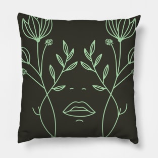 Lineart woman minimalistic portrait Pillow