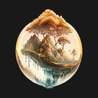 Mountains, Earth, and Tree in Isometric Globe: A Stunning View T-Shirt