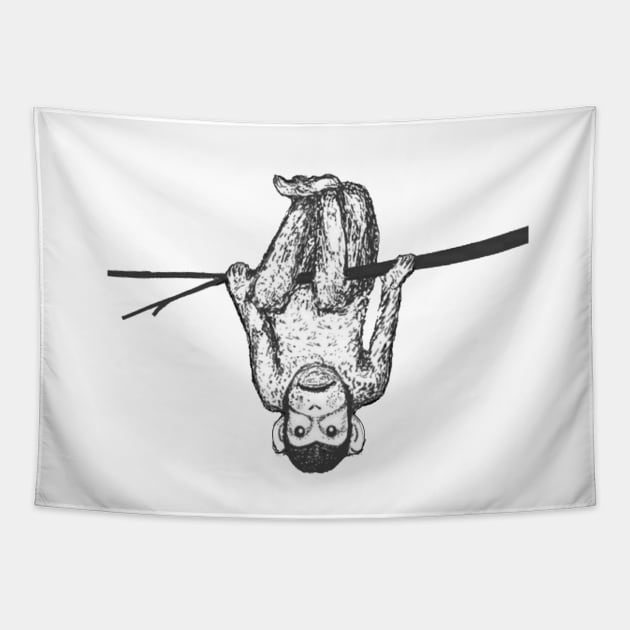 Chimp upside down Tapestry by jandavies