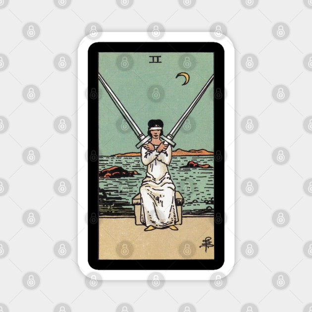 Two of Swords Tarot Magnet by NovaOven