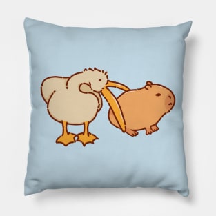 Pelican trying to eat a capybara Pillow