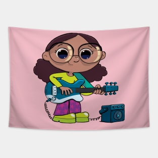 girl with an electric guitar and a small sound amplifier Tapestry