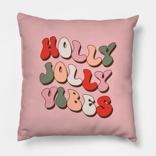 Holly Jolly Vibes Retro Design Pillow