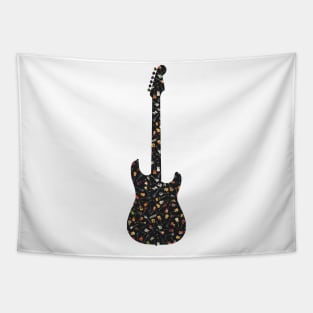 Guitar Silhouette Filled with Guitars on Black Tapestry