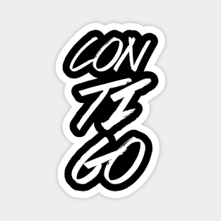 Contigo, minimalist, text based-typografy, spanish design. Magnet