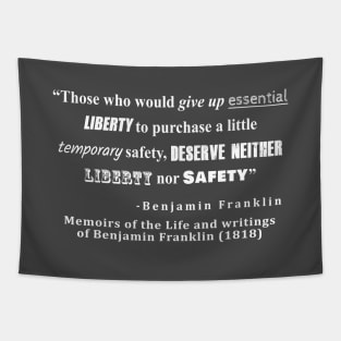 Liberty and Security Benjamin Franklin Quote White Text Tapestry
