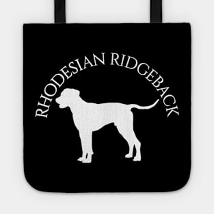 Rhodesian Ridgeback Round white text Tote