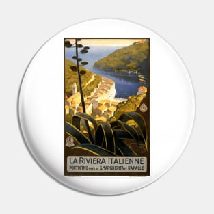 The Italian Riviera - Vintage French Travel Poster Design Pin