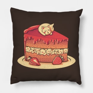 Strawberry Kitten Cat Cake by Tobe Fonseca Pillow