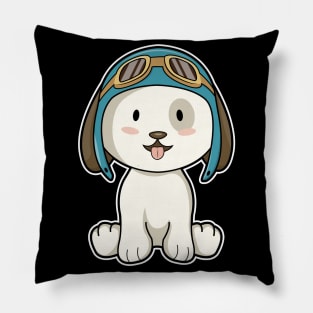 Dog as Aviator with Hat & Glasses Pillow