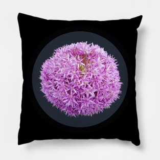 Purple Allium Onion Flower Circle Frame Pillow