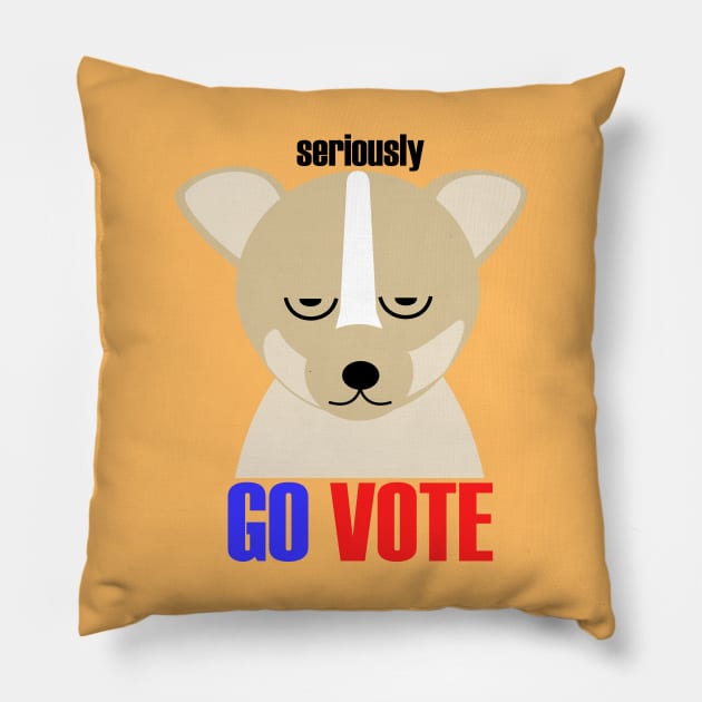 seiously go vote dog vector art Pillow by tita