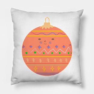 Happy Christmas Ornament Illustration Pillow
