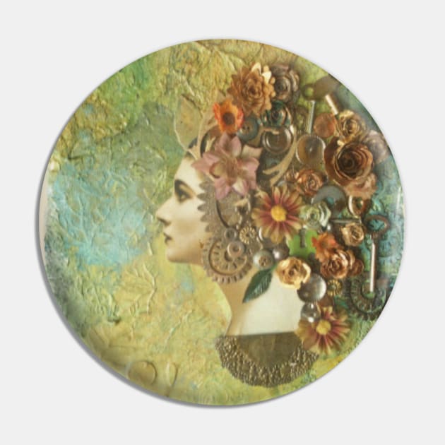 Steampunk woman painting square Pin by farq