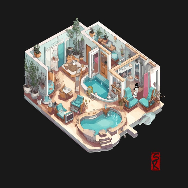 Isometric cat spa by siriusreno