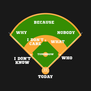 Whos on First Baseball Diamond Fielding Card T-Shirt