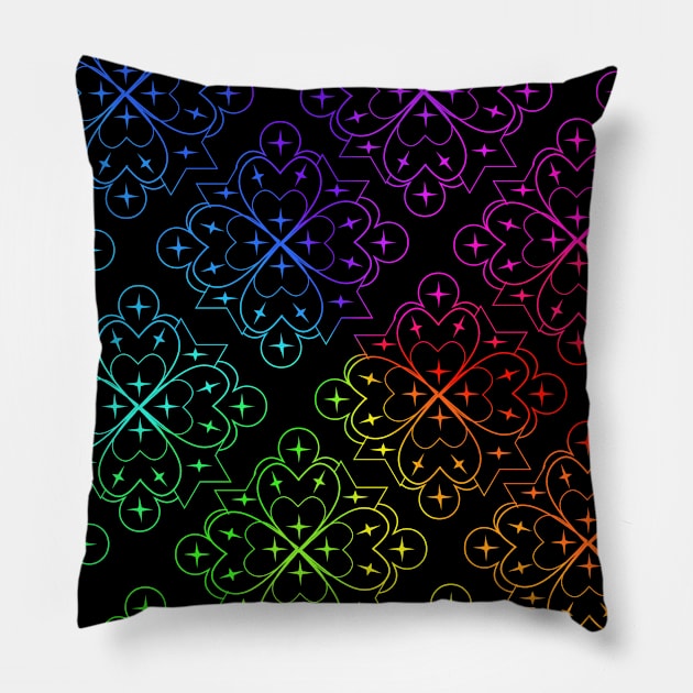 Rainbow Ombre Gradient Heart Mandala Pattern Pillow by Timeforplay