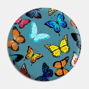 Colorful Butterflies blue background Pin