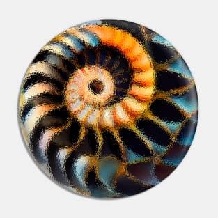 Nautilus shell, ocean, digital graphic Pin