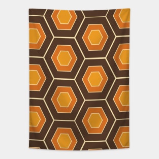 Funky Hexagonal Retro Pattern Design #1 Tapestry