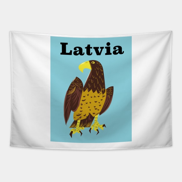 Latvia travel poster Tapestry by nickemporium1