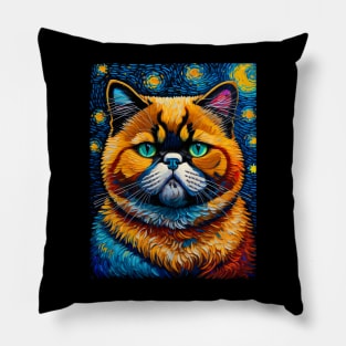 The Exotic Shorthair Cat in starry night Pillow