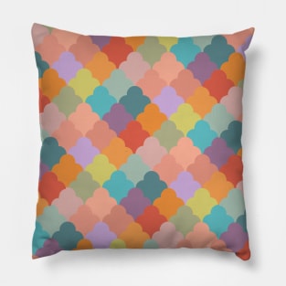 Colorful Patchwork Mosaic Scales Geometric Pattern Pillow