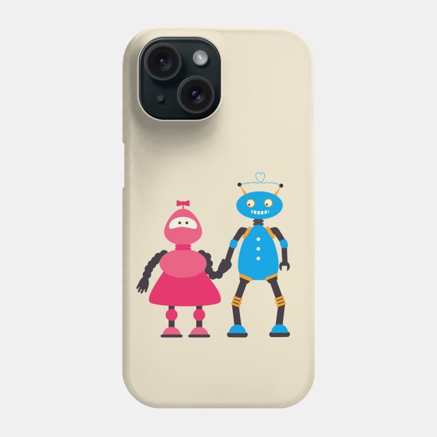 Robot Lovely Couple Phone Case by Mako Design 