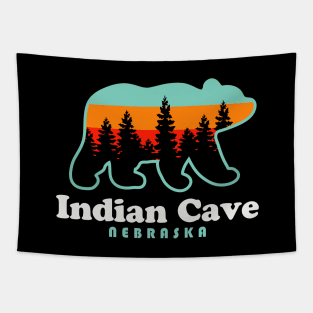 Indian Cave Nebraska Bear Retro Sunset Tapestry