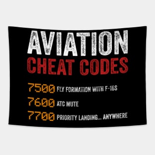 Aviation Cheat Codes Pilot Funny Aviation Lover Tapestry